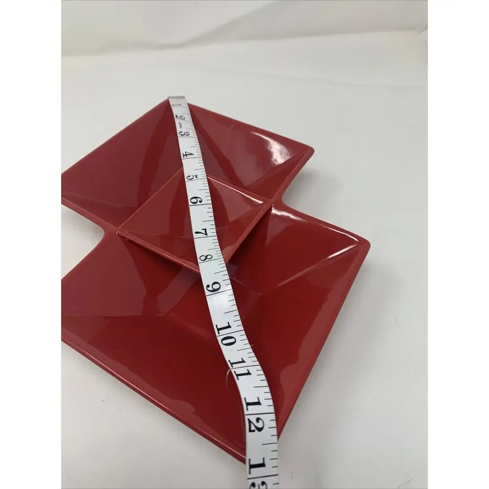 Retro Red Ceramic Geometric Candy/Relish Candy Dish 12x8